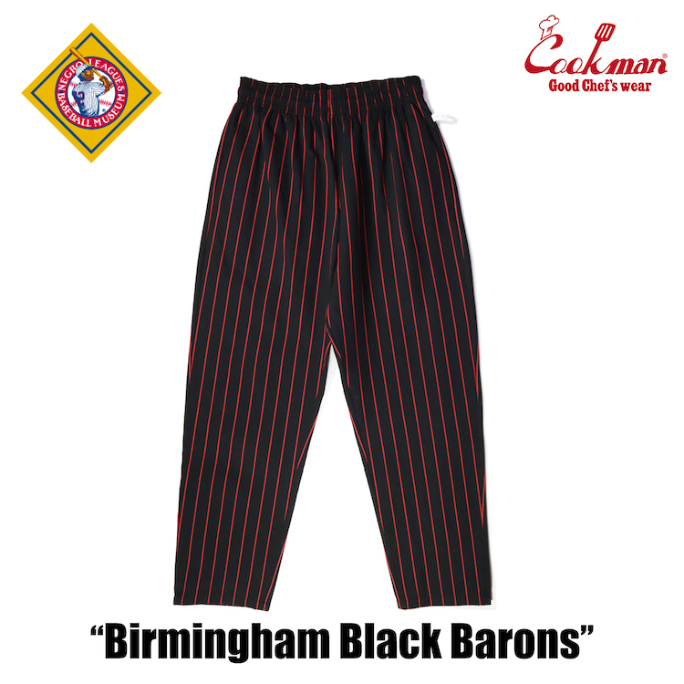 ヘルメット付 Mサイズ Birmingham Black Barons クックマン シェフパンツ 黒 ストライプ COOKMAN Ballpark Collection Chef Pants_画像6