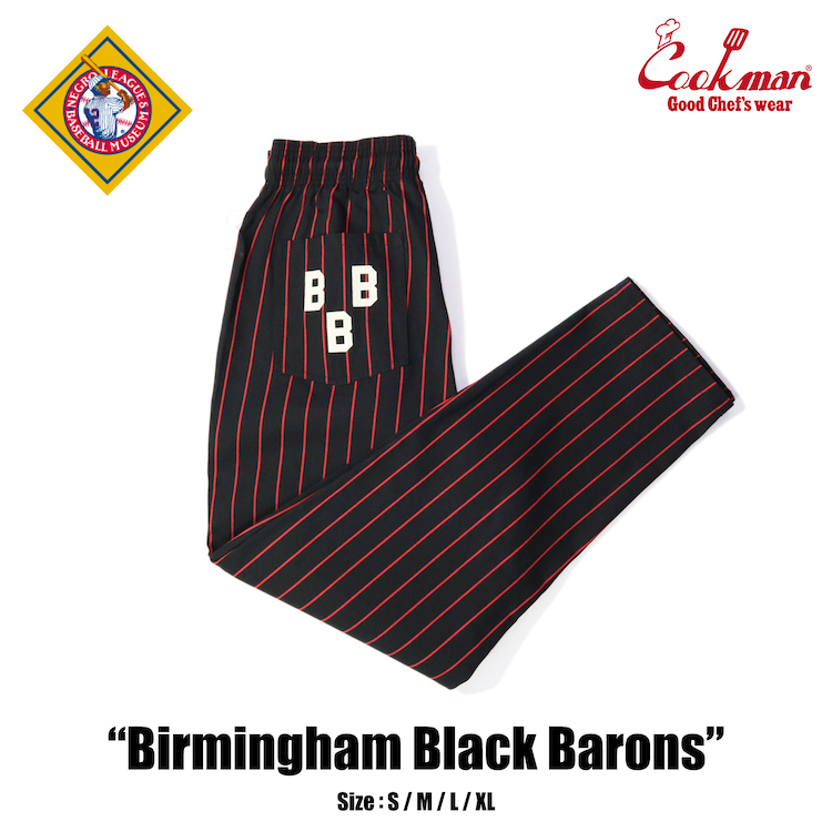 ヘルメット付 Lサイズ Birmingham Black Barons クックマン シェフパンツ 黒 ストライプ COOKMAN Ballpark Collection Chef Pants_画像2