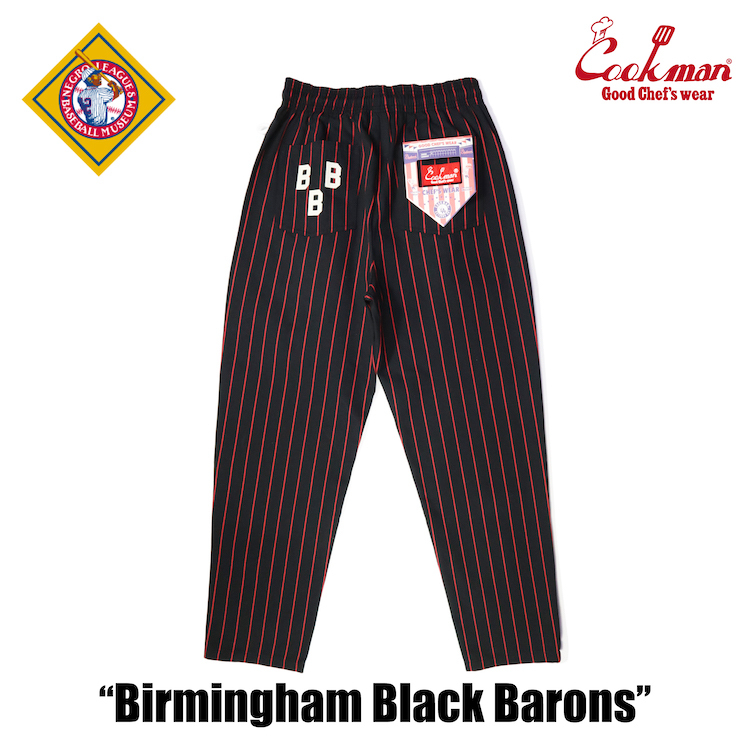 ヘルメット付 Lサイズ Birmingham Black Barons クックマン シェフパンツ 黒 ストライプ COOKMAN Ballpark Collection Chef Pants_画像3