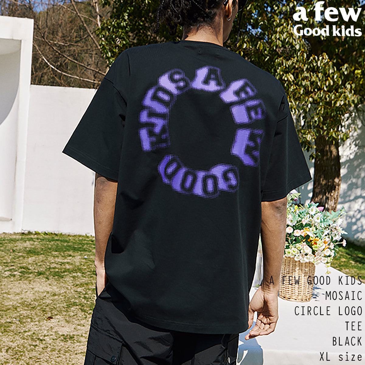 【 A FEW GOOD KIDS 】 AFGK 正規品 男女兼用 ユニセックス モザイク サークルロゴ Tシャツ MOSAIC CIRCLE LOGO TEE ブラック XL_画像1