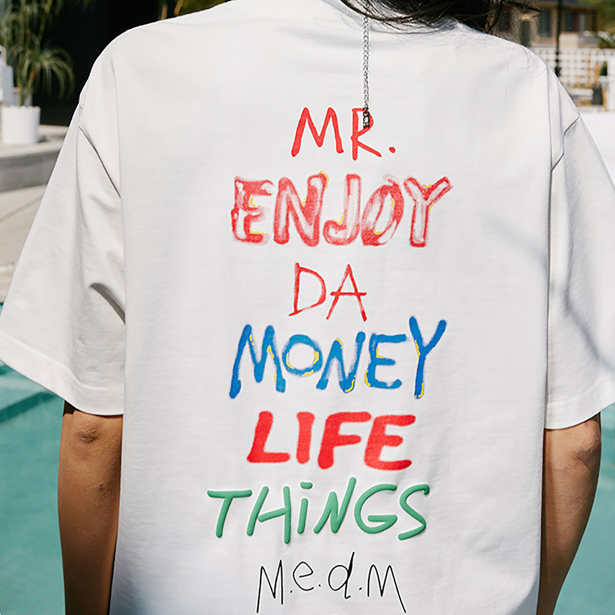 【 MR.ENJOY DA MONEY 】 MEDM 正規品 男女兼用 ユニセックス 手書き風ロゴ バックプリント Tシャツ ホワイト XLサイズ_画像5