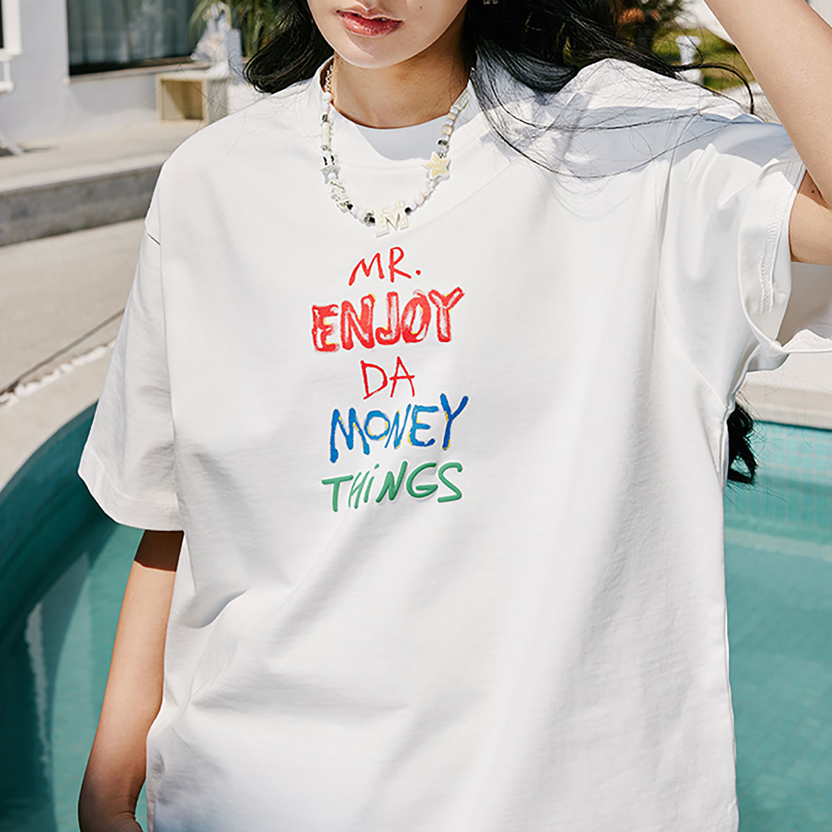 【 MR.ENJOY DA MONEY 】 MEDM 正規品 男女兼用 ユニセックス 手書き風ロゴ バックプリント Tシャツ ホワイト XLサイズ_画像7