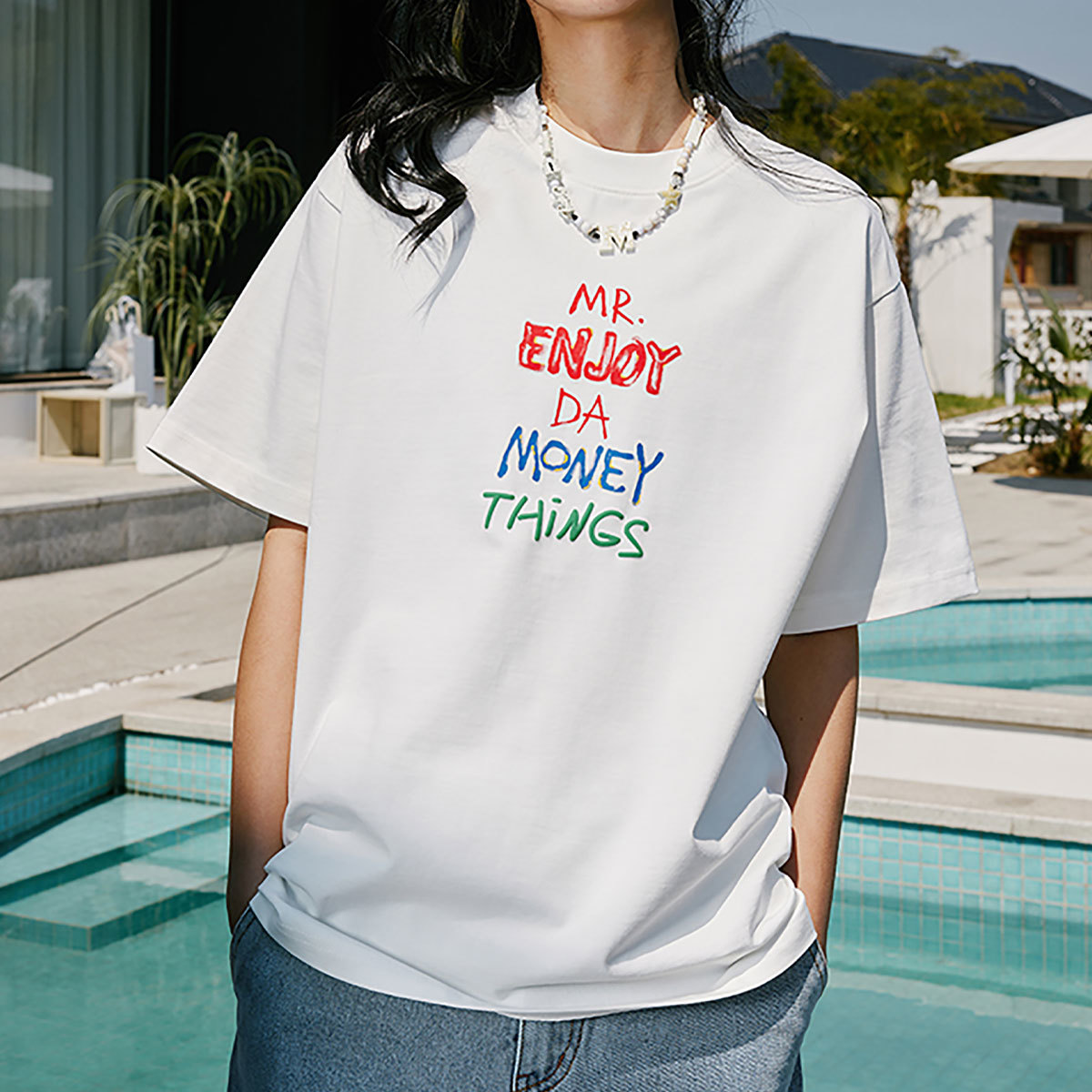 【 MR.ENJOY DA MONEY 】 MEDM 正規品 男女兼用 ユニセックス 手書き風ロゴ バックプリント Tシャツ ホワイト XLサイズ_画像6