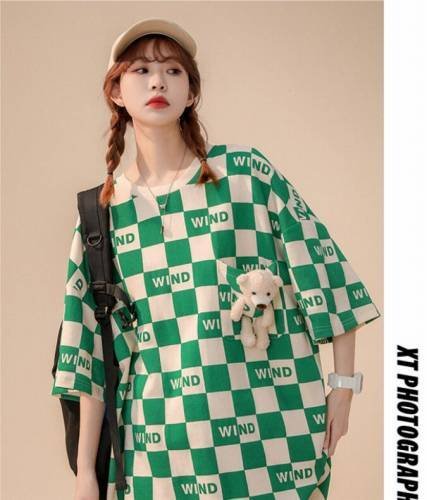 韓国風 レディース 半袖Tシャツ 新しい夏 気質 ファッションTシャツ グリーン L