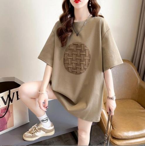 韓国風 女夏新しい 大きいサイズ半袖Tシャツ 気質ファッションTシャツ 学生Tシャツ ワンカラー M