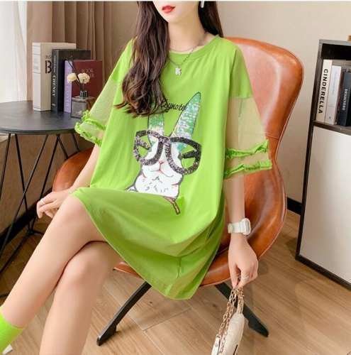 韓国風 女夏新しい 大きいサイズ半袖Tシャツ 気質ファッションTシャツ 学生Tシャツ ピンク L