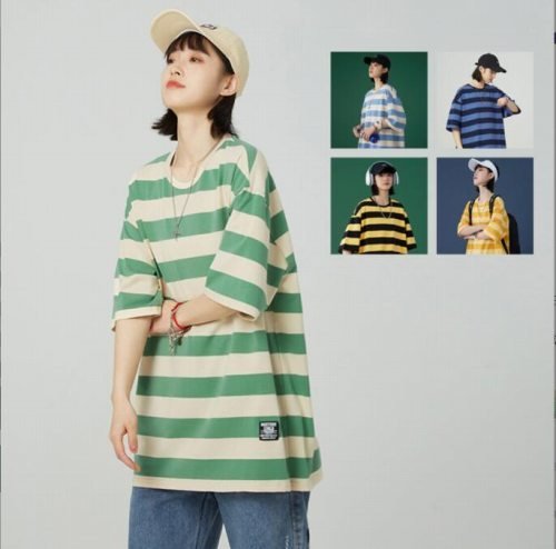 韓国風 レディース 半袖Tシャツ 新しい夏 カジュアル ファッション半袖Tシャツ イエローブラック M