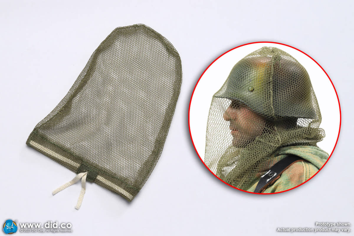 【 狙撃兵 】1/6ドールパーツ：DID 製：WWII ドイツ軍 モスキートネット（防虫網）_防虫用と偽装兼用ですか