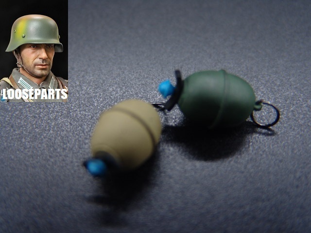 【 狙撃兵 】1/6ドールパーツ：DID 製：WWII ドイツ軍 卵型手榴弾2個セット（金属製）_1/6スケールドイツ軍卵型手榴弾2個セット