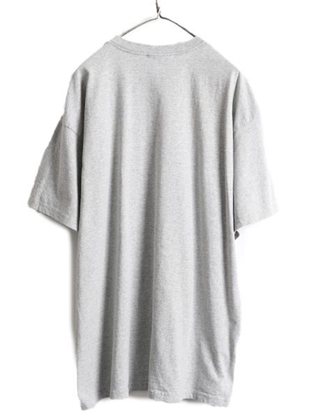 00s 大きいサイズ XL ■ ナイキ スモール スウォッシュ 刺繍 半袖 Tシャツ メンズ / 00年代 NIKE オールド ワンポイント ヘビーウェイト 灰_画像6