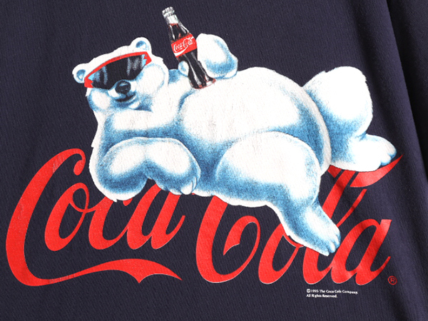 90s USA製 ■ コカコーラ シロクマ プリント 半袖 Tシャツ メンズ L / 90年代 オールド CocaCola アニマル キャラクター 企業 当時物 ロゴT_画像3