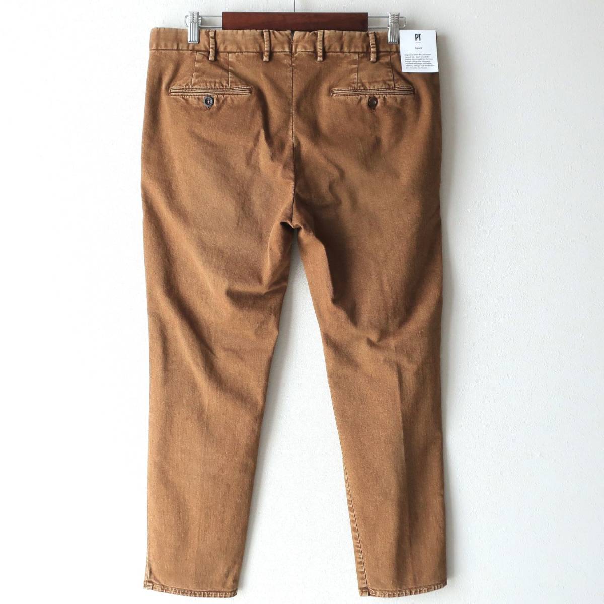  new goods unused PT TORINO men's fine quality. texture (fabric) stretch chinos tapered pants cropped pants Brown tea PT01 PT05 50 XL size 