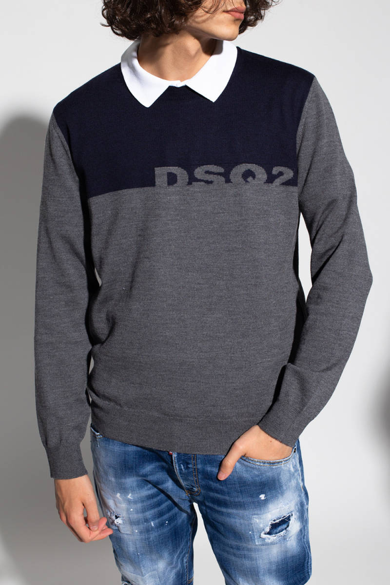 新品 ディースクエアード DSQUARED2 メンズ ロゴ ウール ニット