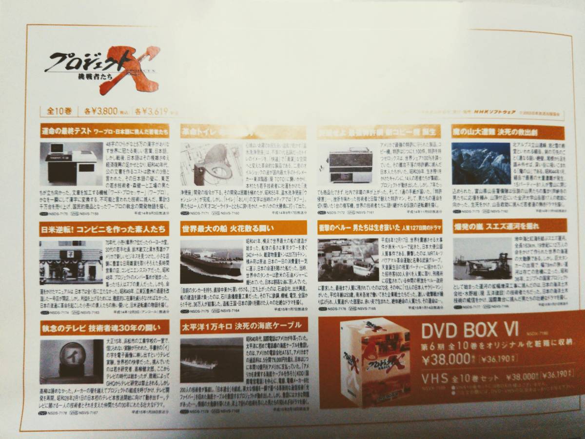 新品 未開封 プロジェクトX 挑戦者たち 第6期 DVD-BOX〈10枚組〉国内