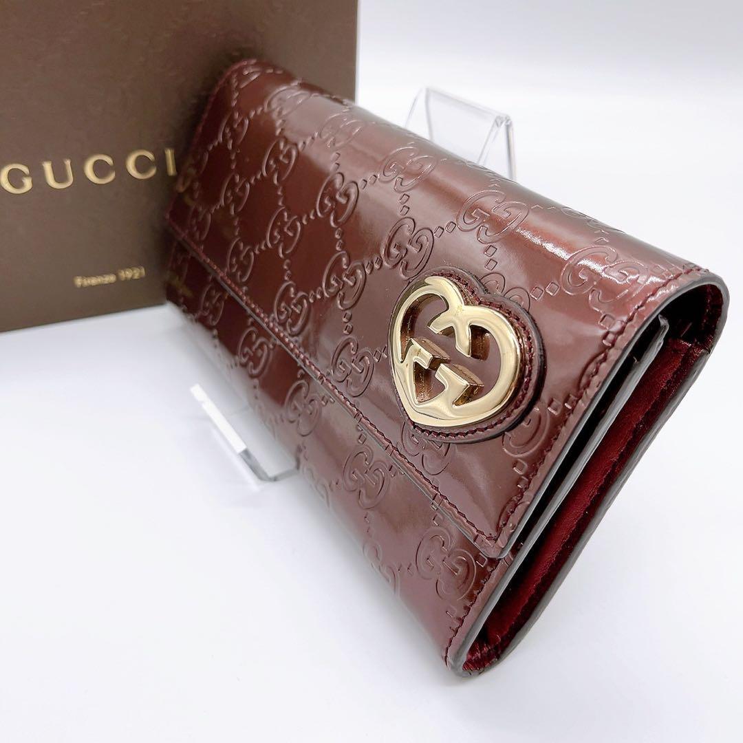 極美品‼️ グッチ　GUCCI 財布　折り財布　ラブリーハート　GGキャンバス