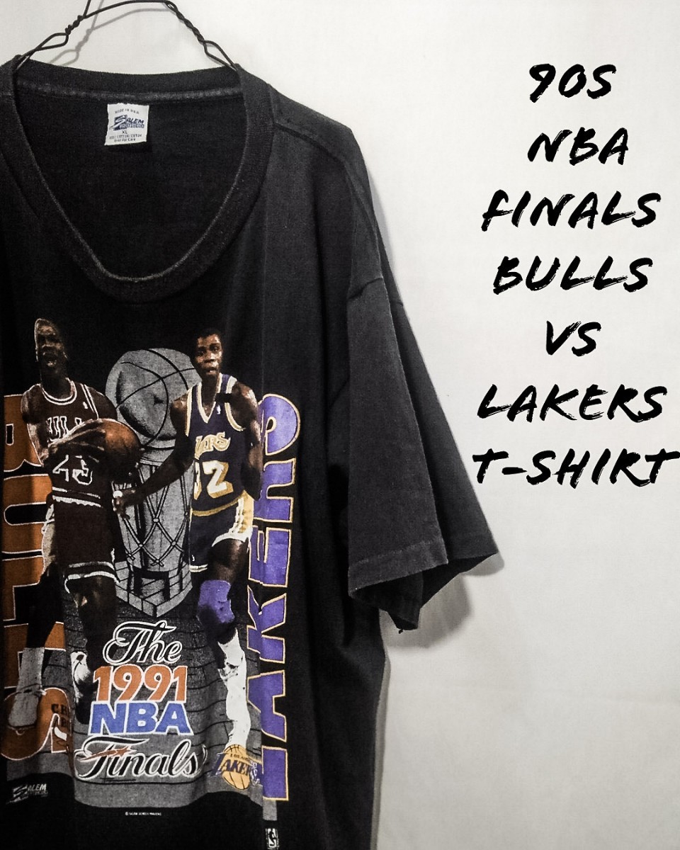 Vintage NBA finals Bulls vs Lakers t-shirt 90s ブルズ レイカーズ マイケルジョーダン マジックジョンソン Tシャツ USA製 ビンテージ