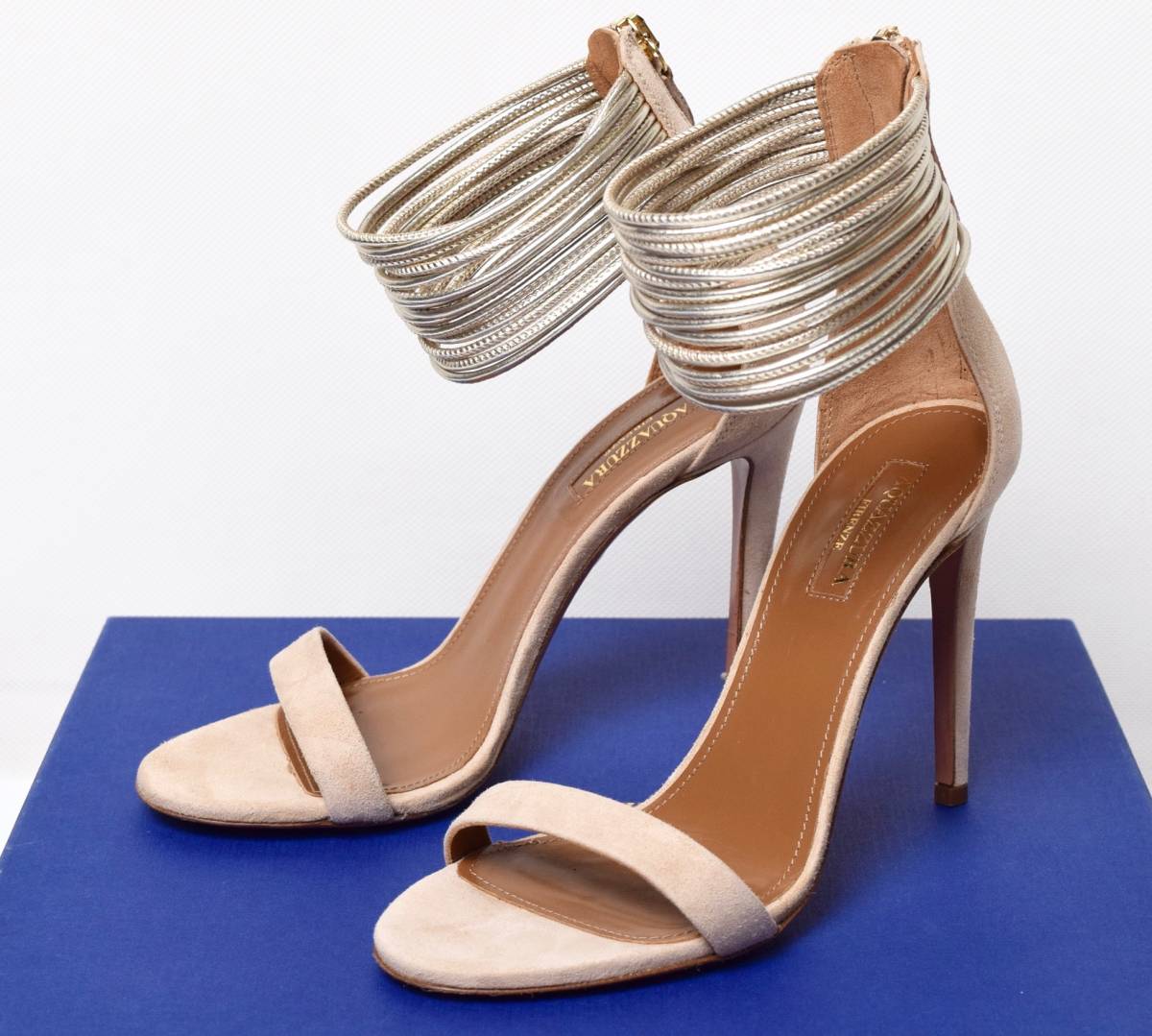 未使用品9.2万 AQUAZZURA アクアズーラ アンクルストリング サンダル 36 ベージュ_画像1