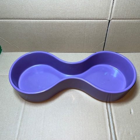 華道具　花器　水盤　生け花　陶磁器　紫　　17.5㎝×41.5㎝　中古長期保管品