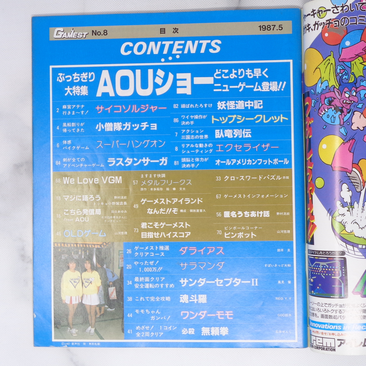月刊GAMEST ゲーメスト 1987年5月号No 8 /ぶっちぎり大特集AOUショー