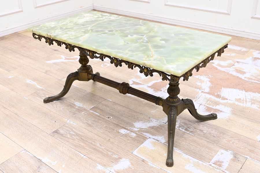 ND イタリア製 オニキス ロココ調 クラシック 真鍮 センターテーブル