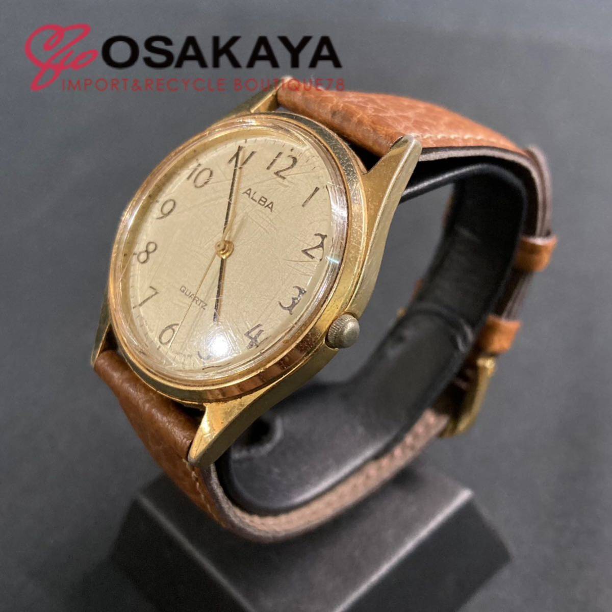 【おすすめ】 中古 SEIKO ALBA 腕時計 Y101-7000 クォーツ 動作確認済 SS 革 アルバ
