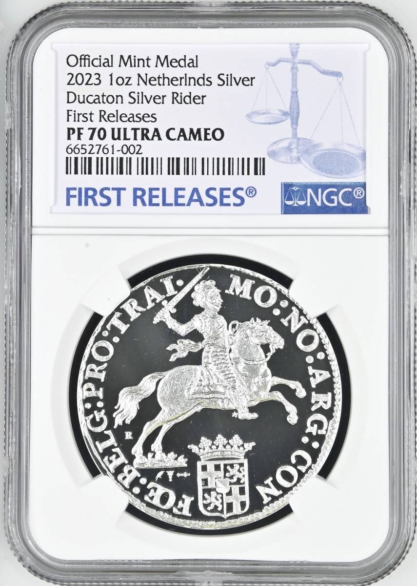 発行数200枚 2023年 オランダ デュカトン シルバー ライダー 1オンス プルーフ 銀メダル 銀貨 NGC PF70 ULTRA CAMEO First Releases