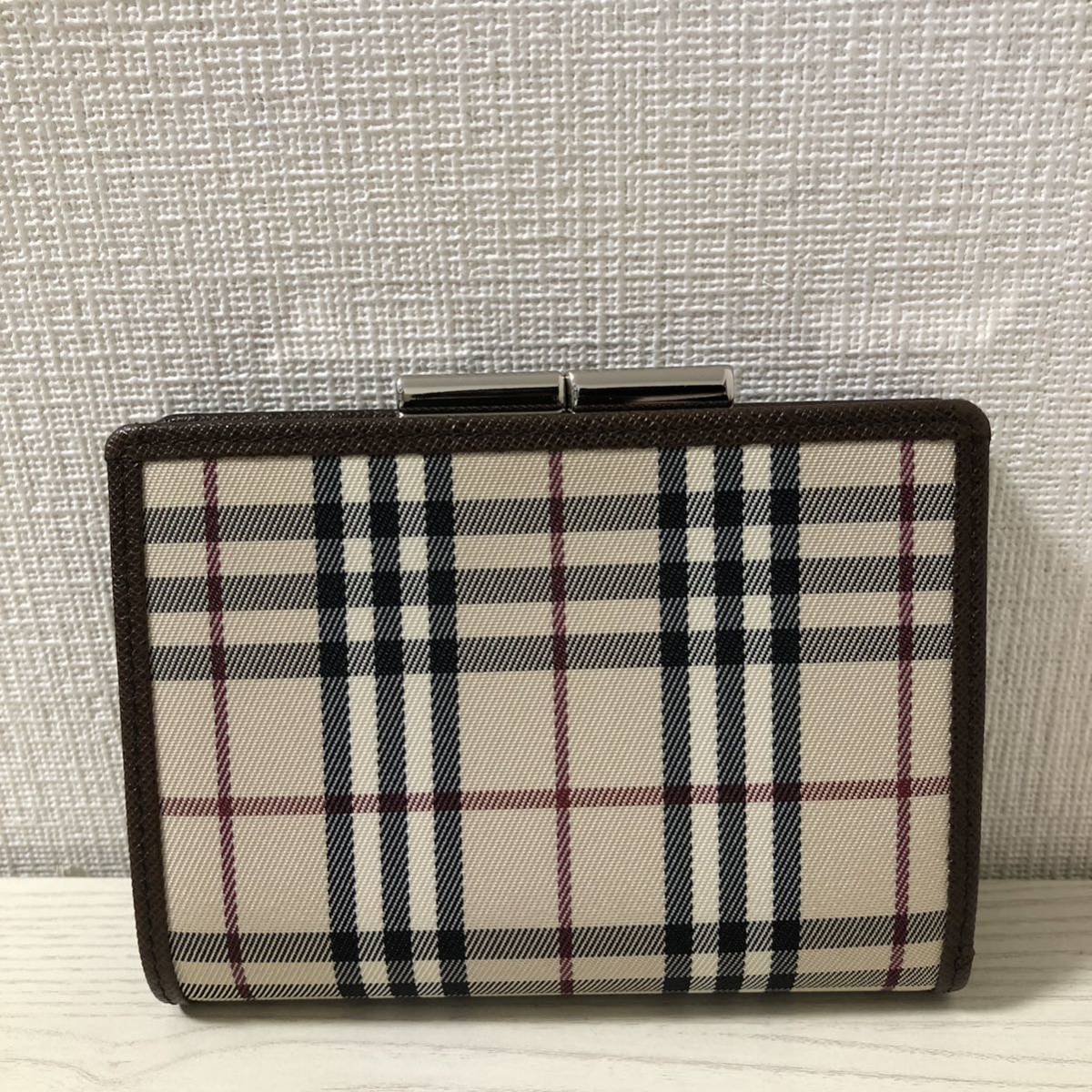 【大幅値下げ】【新品同様】BURBERRY バーバリー　二つ折り　がま口　財布　ブラウン　茶　ノバチェック ガマ口_画像2