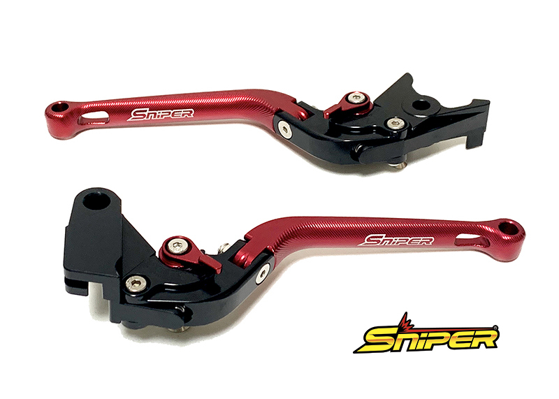 NINJA ZX-25R ZX-4R 6段階アジャスター 可倒式 クラッチレバー＆ブレーキレバーセット 赤 SNIPER スナイパー SP0101Rの画像1