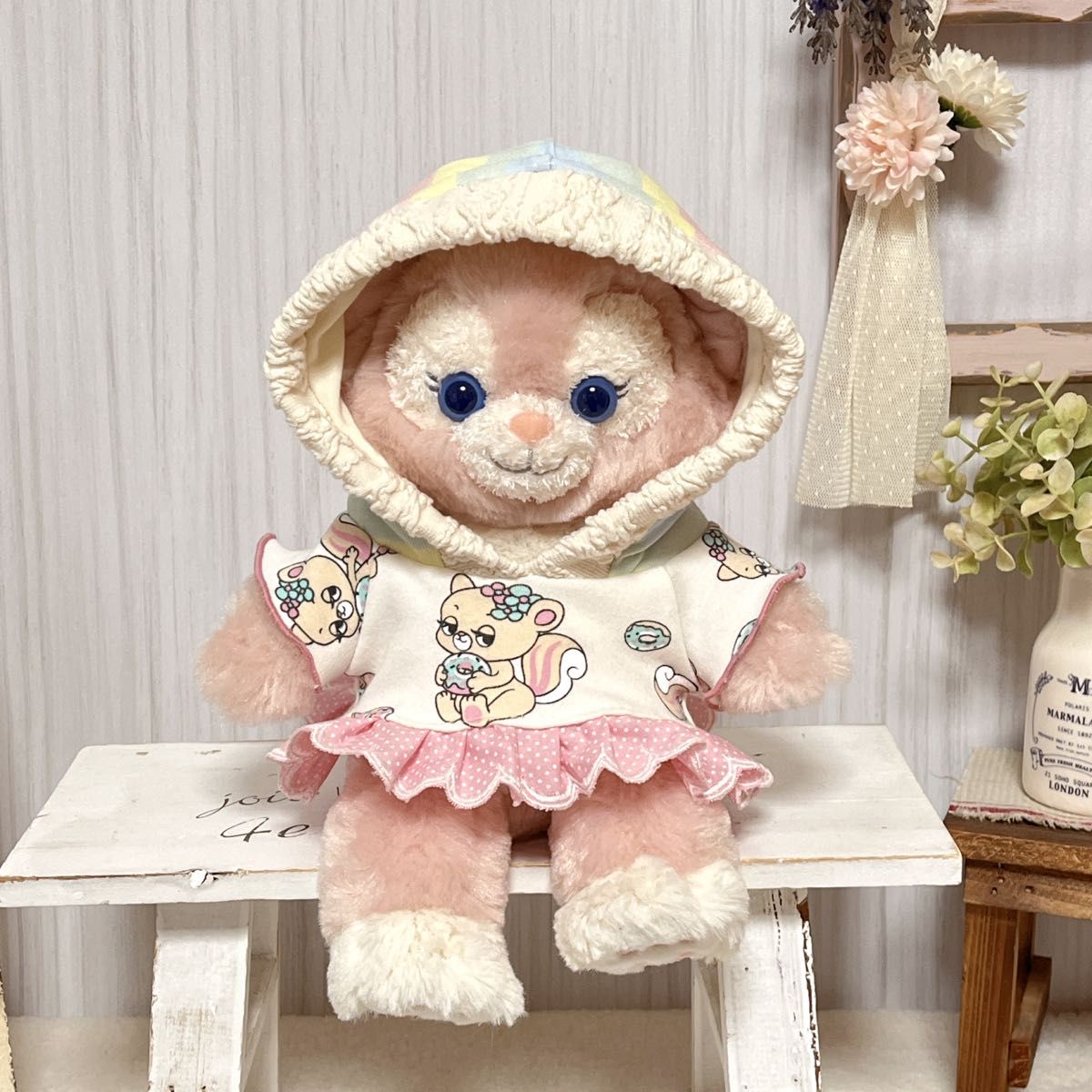 リーナベルショルダーバッグサイズ☆ゆめかわレインボーリスちゃん☆ワンピースセット リーナベルコスチューム 1170 ショルダーバッグ用 ウェディングコスチューム