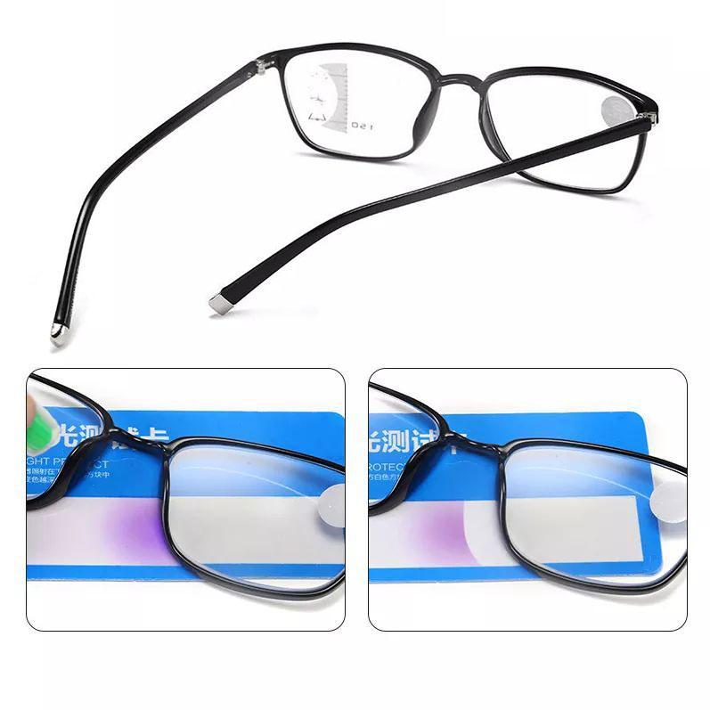1.5 遠近両用メガネ ブルーライトカット老眼鏡 累進多焦点レンズ スクエア ウェリントン メンズ レディース 男女両用 フルリム 送料無料 累進多焦点レンズ 老眼鏡 遠近両用 1.5 シニアグラス ブルーライトカット