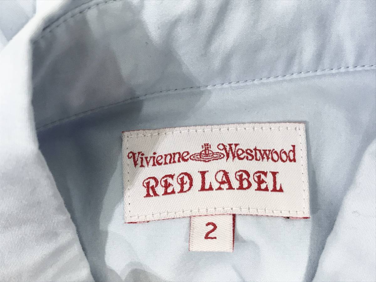 Vivienne Westwood RED LABEL ヴィヴィアンウエストウッド 丸襟 花柄 ベルト付き シャツ ワンピース 2 ライトブルー_画像7