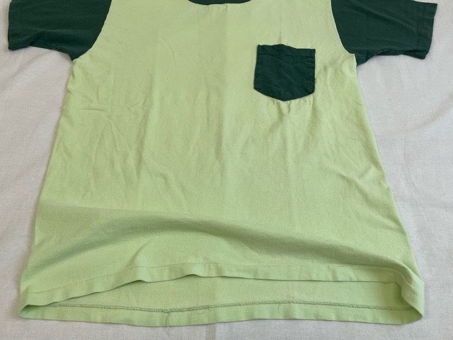 70's タウンクラフト TOWNCRAFT ビンテージ Tシャツ ツートン ポケット ソリッド 無地 緑 サイズM 38-40 [l-0649]_画像6