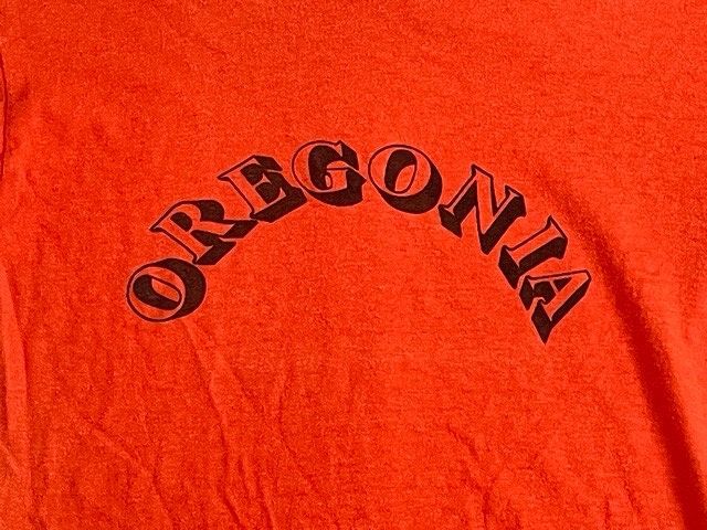 70's 米国製 MADE IN USA バータグ チャンピオン Champion Tシャツ OREGONIA 染み込み オレンジ サイズM [l-0662]_画像3