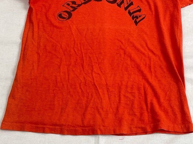 70's 米国製 MADE IN USA バータグ チャンピオン Champion Tシャツ OREGONIA 染み込み オレンジ サイズM [l-0662]_画像6