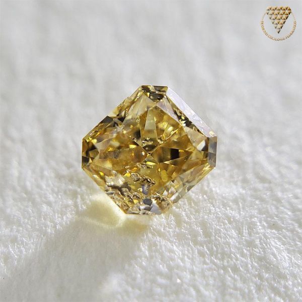 0.150 ct Fancy Orange Yellow SI2 CGL 天然 オレンジ イエロー ダイヤモンド ルース レクタングル DIAMOND EXCHANGE FEDERATION