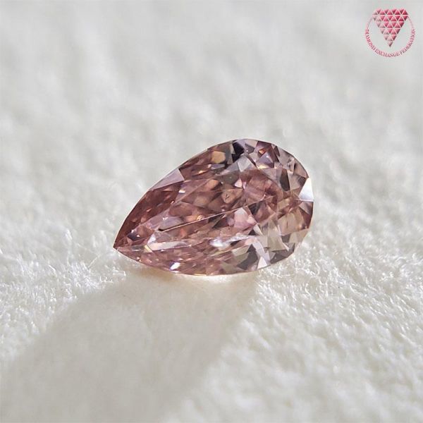 0.058 ct Fancy Orangy Pink SI1 天然 ピンク ダイヤモンド ペアシェイプ ルース DIAMOND EXCHANGE FEDERATION