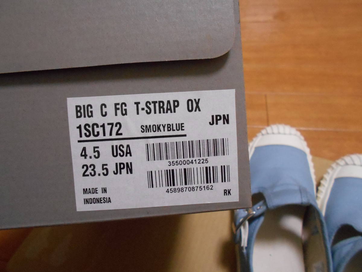 コンバース CONVERSE BIG C FG T-STRAP OX ビッグシー ストラップ スリップオン 4.5 23.5cm スモーキーブルー 水色 レディス スリッポン 靴の画像7