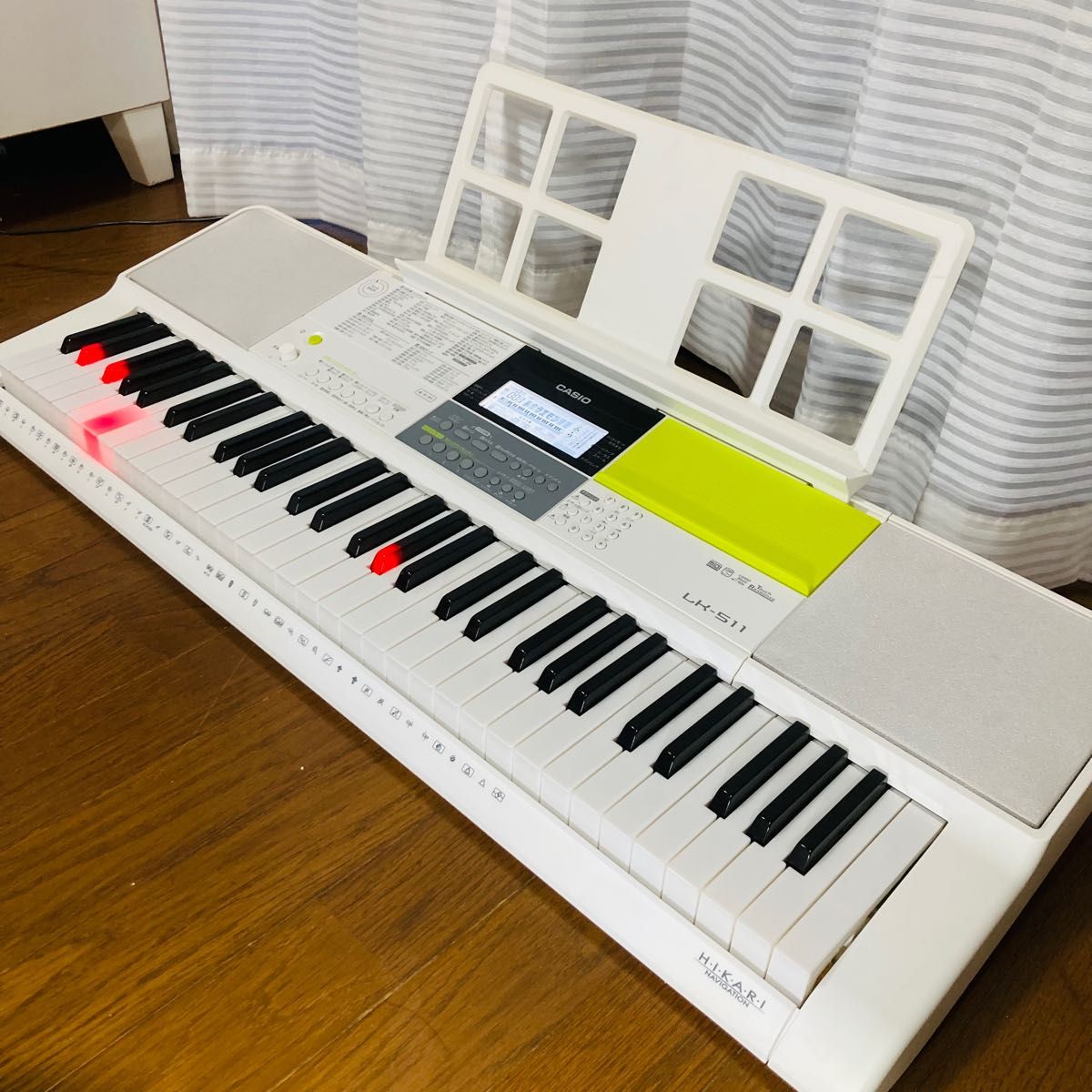 アダプター 譜面台付 CASIO LK-511 MIDI 光ナビ 電子キーボード+lp3mp