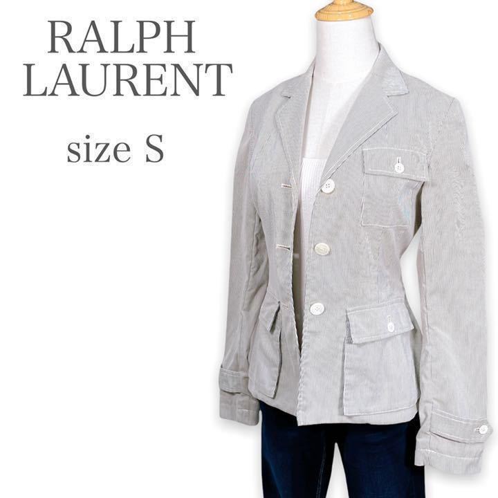 M902★RALPH LAUREN　ラルフローレン　インパクト21　レディース　ヒッコリーストライプ　カジュアル　コットンジャケット　7号　S_画像2