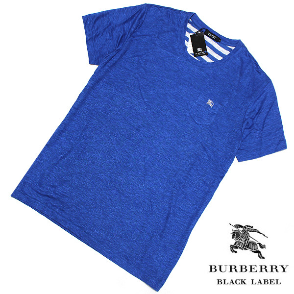  стоимость доставки 185 иен V новый товар 3(L) Burberry Black Label шланг вышивка × окантовка linen100%( лен ) короткий рукав summer вязаный футболка #BURBERRY BLACK LABEL