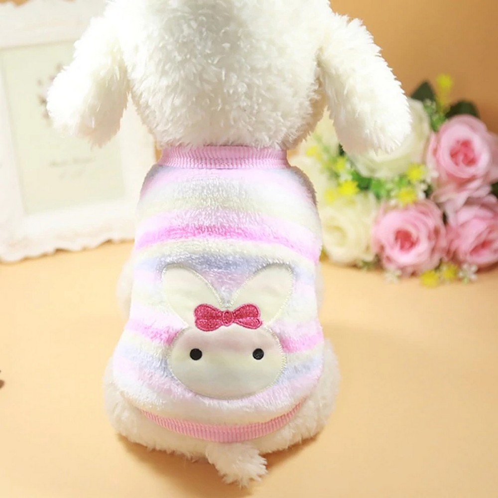 ドッグセーター 【 うさぎ - S】 ドッグウエア 犬セーター ペットウェア ペット服 猫服 ピンク系 かわいい ふわふわ フリース 暖かい _画像1