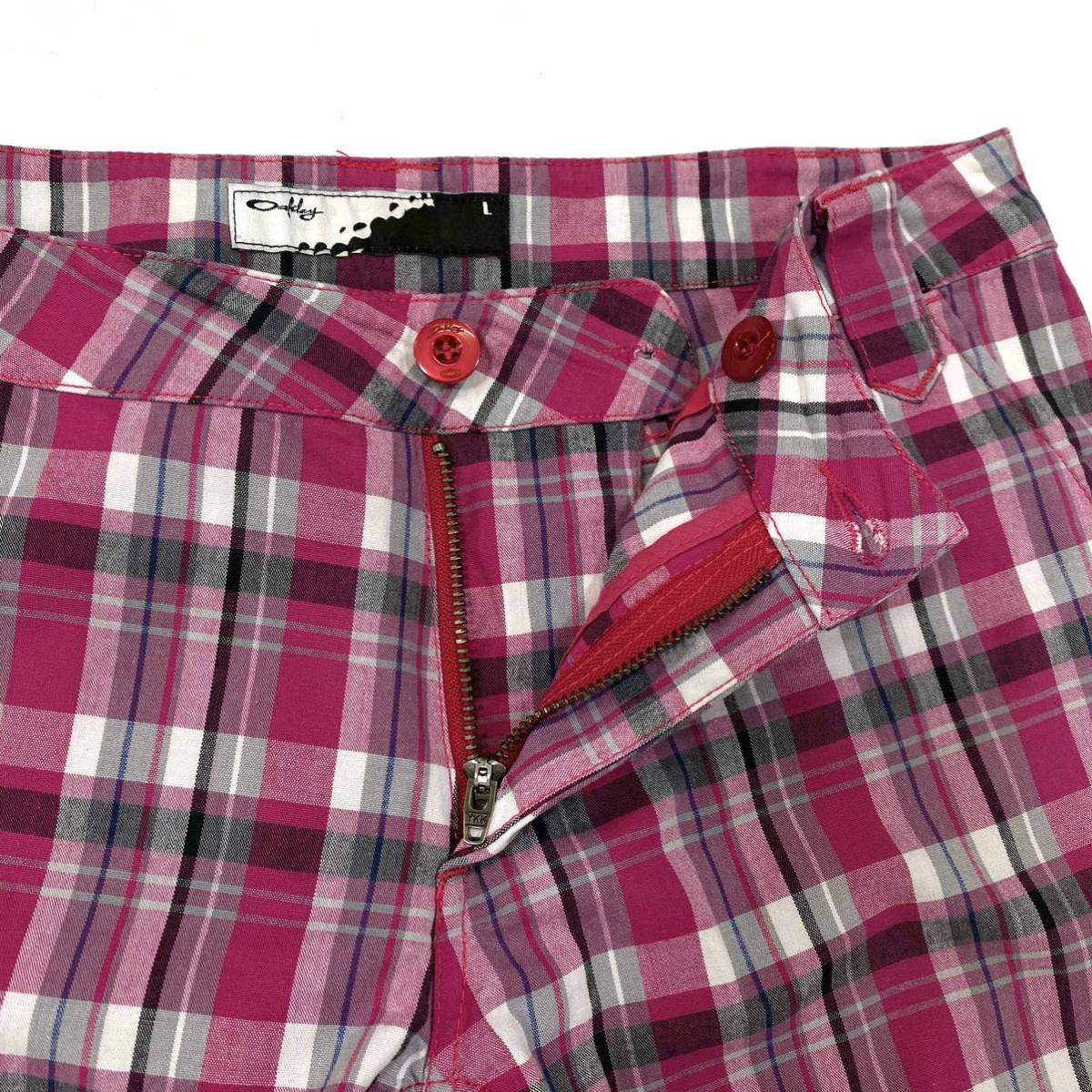 OAKLEY( Oacley ) 7 минут длина брюки в клетку вышивка Logo мужской L розовый серия 