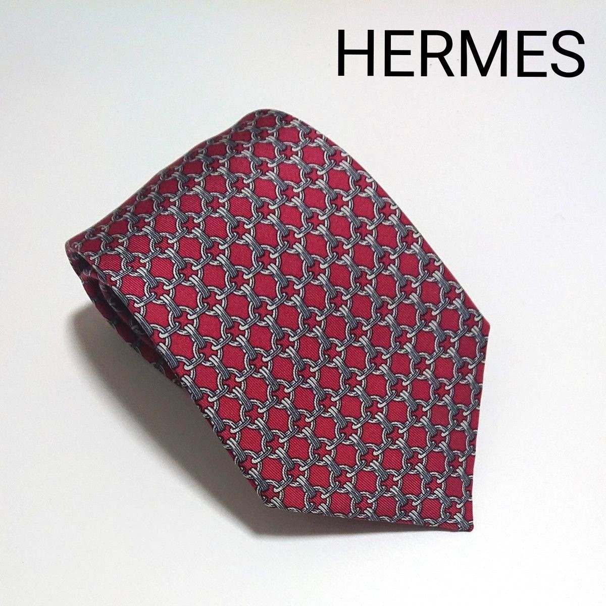 HERMES エルメス ブランドネクタイ フランス製 シルク% チェーン総