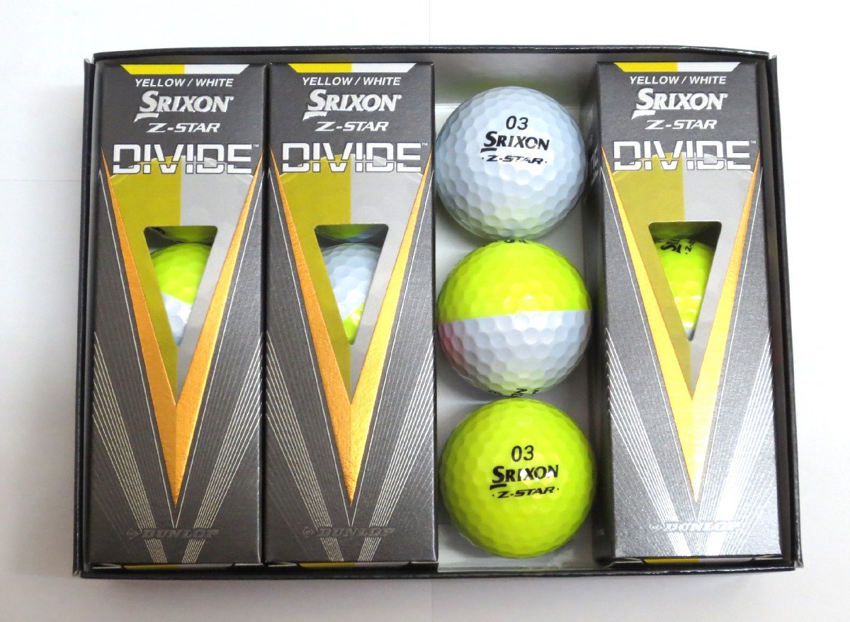 新品★ダンロップ★スリクソン Z-STAR DIVIDE ボール★SRIXON★2023★ツートンカラー★イエロー/ホワイト★1箱★12球★送料無料の画像2