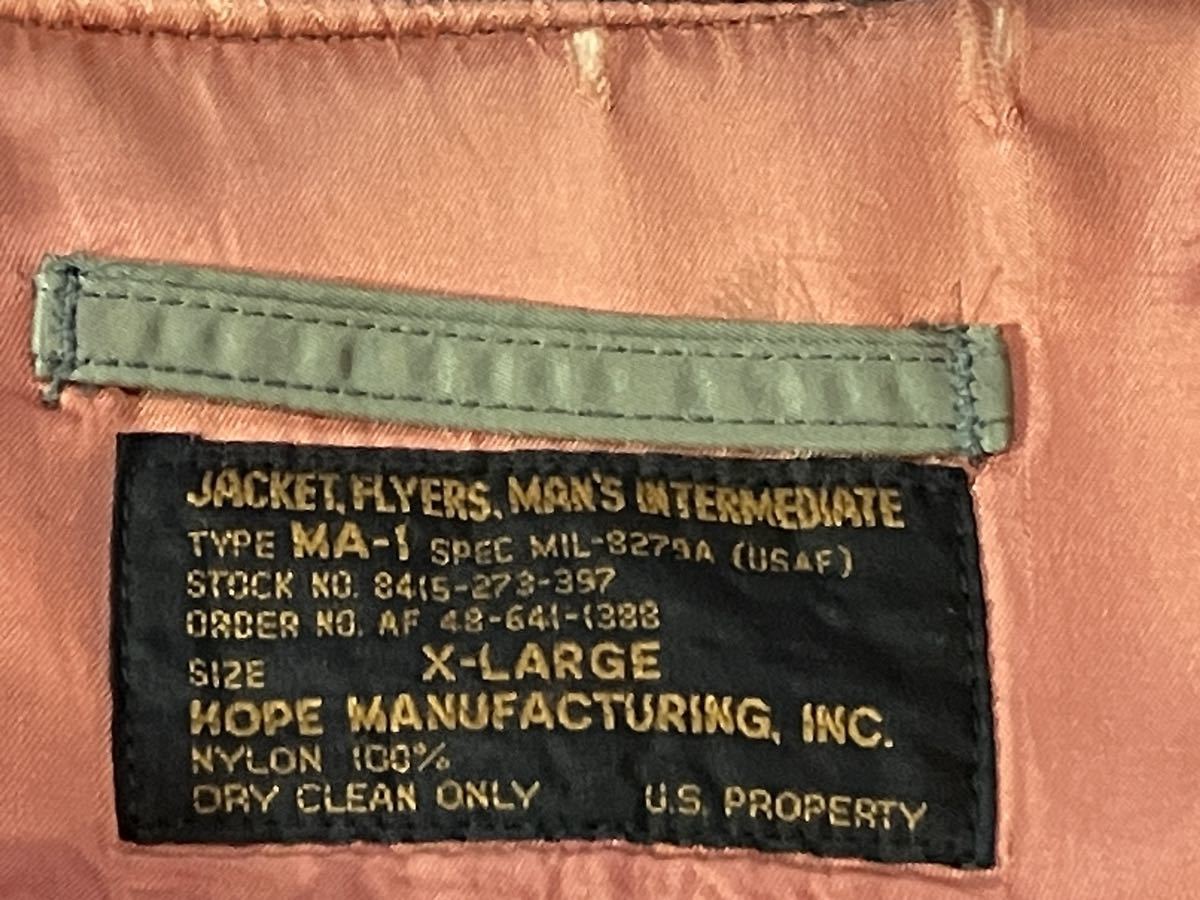 【即決・送料込み】MA-1 HOPE MFG .,INC. Made in U.S.A. ホープ社製_画像7