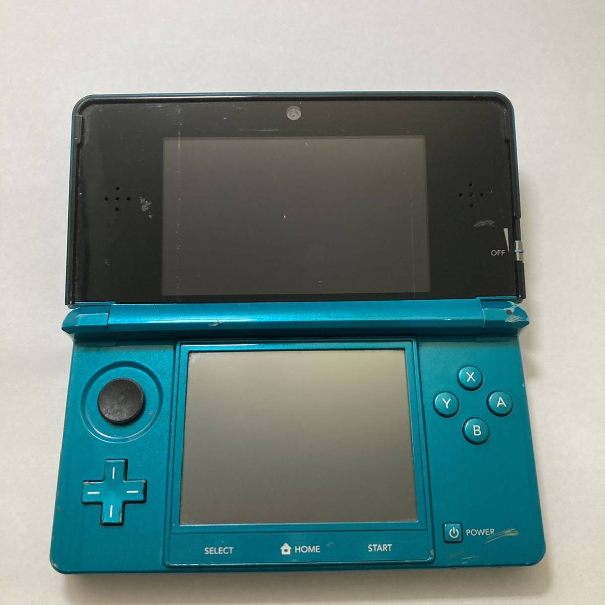 ★動作品★ ニンテンドー3DS SDカード タッチペン 新品充電器 3DS アクアブルー 青 ニンテンドー3DS本体 Nintendo 任天堂3DS