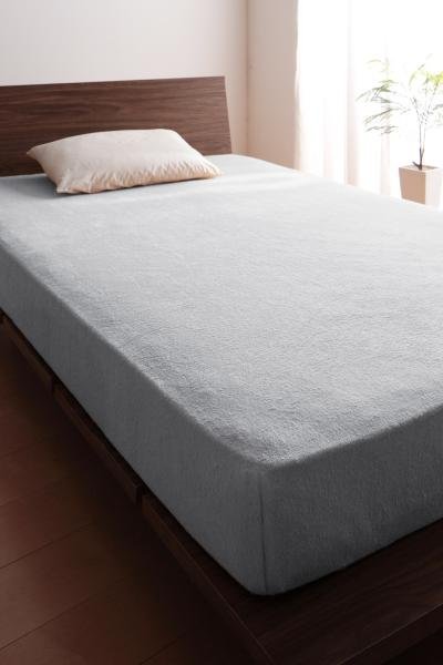 タオル地　ベッド用　ボックスシーツ　色-シルバーアッシュ　綿100%パイル　クイーンサイズ　の同色２枚セット　洗える