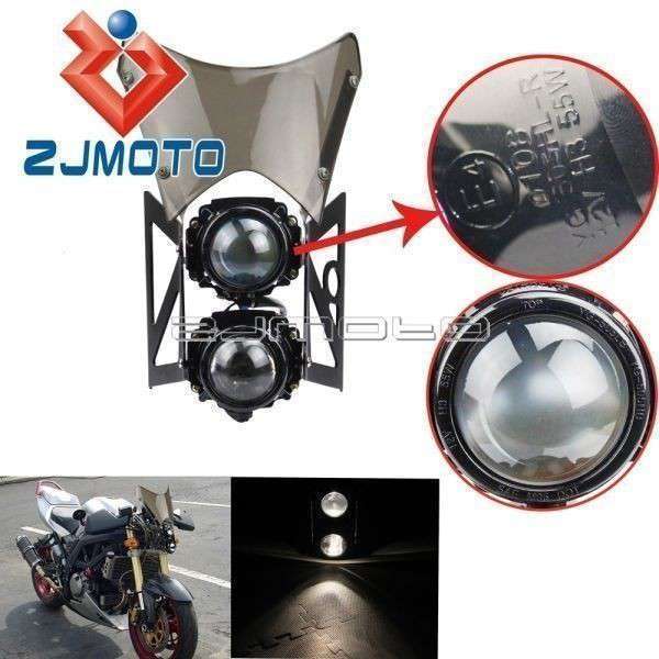  all-purpose motorcycle Dirt Bike twin head light w bracket Street Fighter projector dual sport 