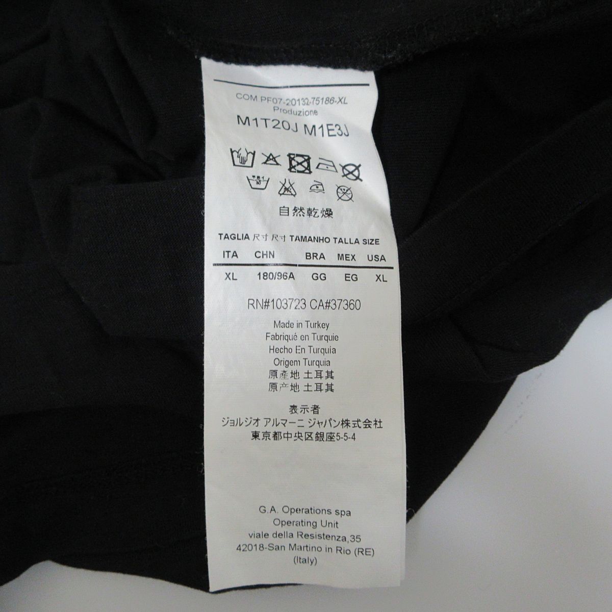 美品 EMPORIO ARMANI エンポリオアルマーニ 半袖 Vネック ワンポイントロゴ カットソー Tシャツ XL 黒 ブラック 404_画像6