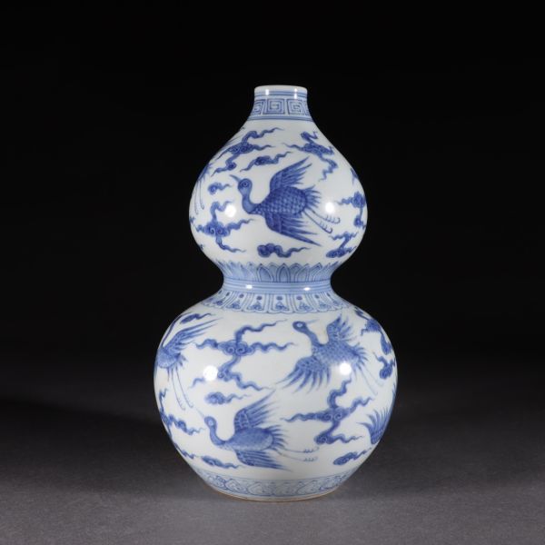 明代大明成化年製陶磁器青花葫蘆瓶【仁】染付置物擺件古賞物古美術中国